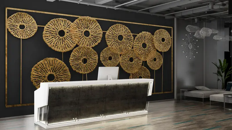 Bright Wall Paper,Modern Wall Paper,Wall Paper Peel and Stick,3d Metallic Effect Wall Art,Black And Gold Wall Art,Modern Mural, - 5