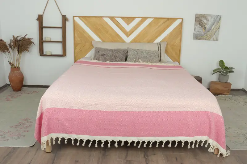 Turkish Beach Blanket, Monogram Blanket, 104x80 Cotton Diamond Towel, Throw Blanket, Oversized Beach Towel, Grandma Gift, Bachelorette Gifts - 1