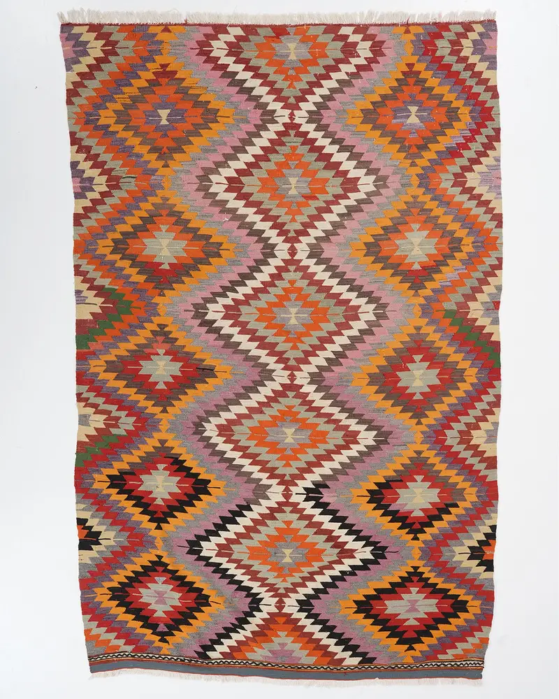 Alfombra Vibrant 5,2x8,6 ft, color sólido naranja y morado