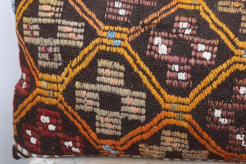 Turkish Corner Pillow Sham, 16x36 Orange Pillow Sham, Pillow for Couch, Kilim Cushion Sham, Boho Pillow, Cushion Case, Ottoman Pillow - 3