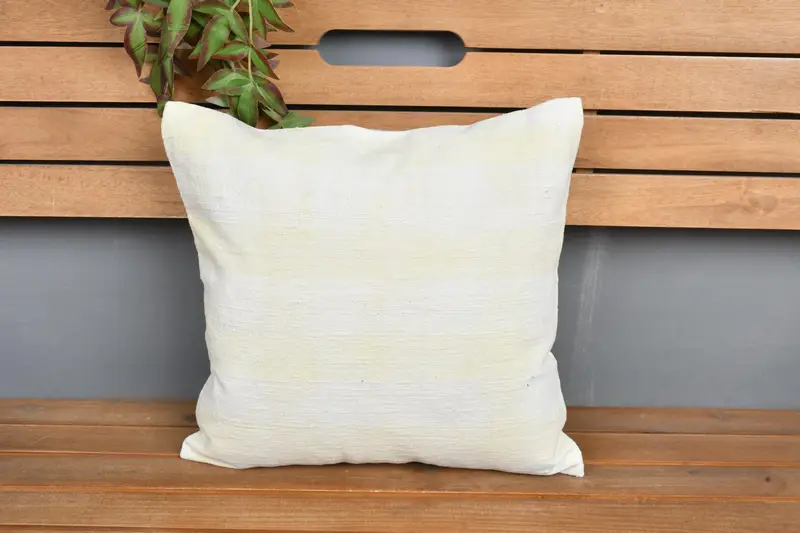 Home Decor Pillow, Boho Pillow, Cushion, Vintage Kilim Throw Pillow, Office Chair Pillow Case, Nautical Throw Cushion, 16x16 White Pillow - 6