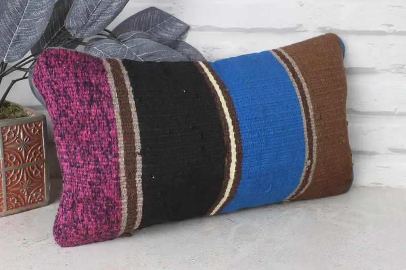 Vintage Pillow, Boho Pillow Sham Cover, Southwestern Cushion, Gift Pillow, Ethnic Cushion Case, 8x16 Blue Cushion Case, Pillow - 4