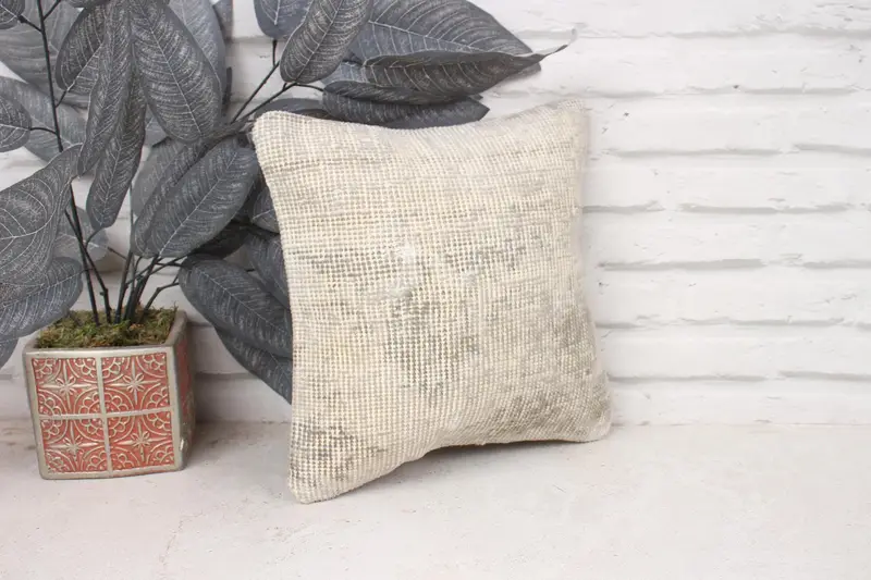 Throw Kilim Pillow, Retro Pillow Sham, 12x12 Beige Cushion Cover, Boho Pillow Sham Cover, Cushion, Interior Designer Pillow, Colorful Pillow Sham - 3