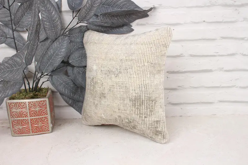 Throw Kilim Pillow, Retro Pillow Sham, 12x12 Beige Cushion Cover, Boho Pillow Sham Cover, Cushion, Interior Designer Pillow, Colorful Pillow Sham - 4