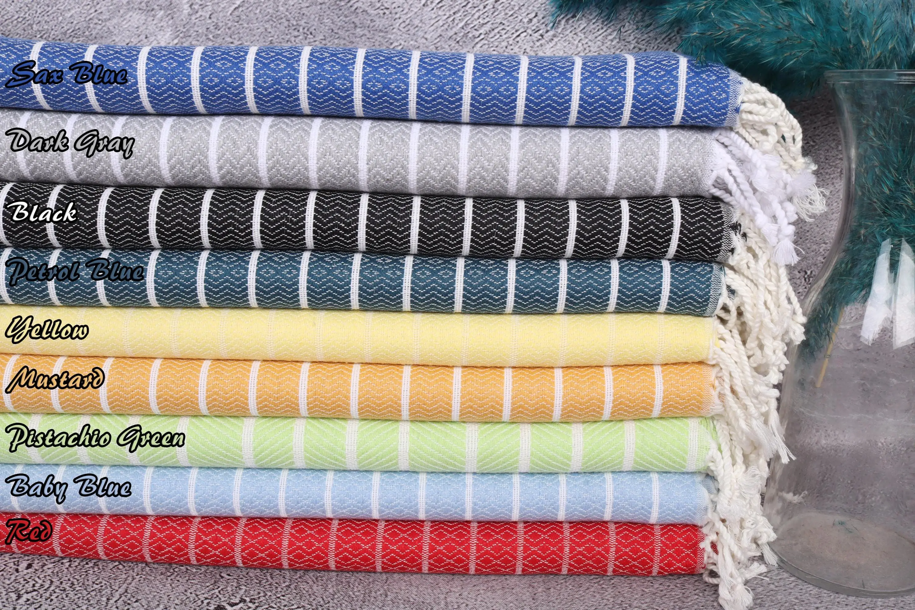 Personalized Bridesmaid Gift Striped Cotton Towel, Beige, 40x71 - 1