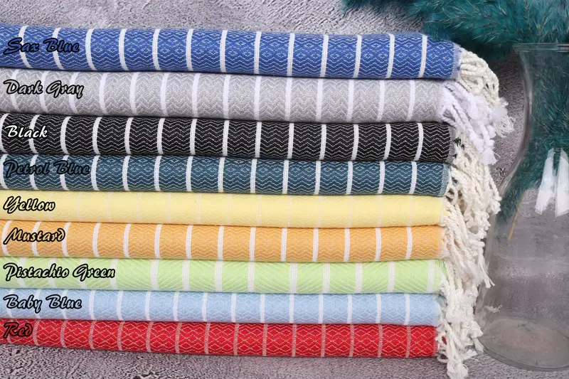 Personalized Bridesmaid Gift Striped Cotton Towel, Beige, 40x71