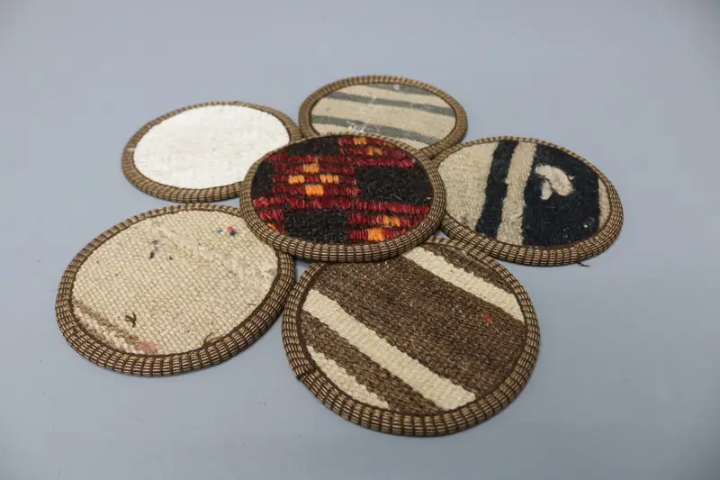 Brown and White Striped Coaster, Unique Tribal Coaster