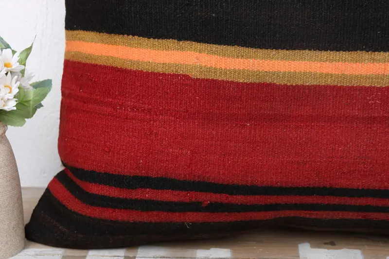 Kilim Pillow Cover, Turkish Kilim Pillow, Muted Cushion Case, Pillow Cover, Throw Kilim Pillow, Decorative Throw Pillow, 24x24 Red Pillow Case - 3