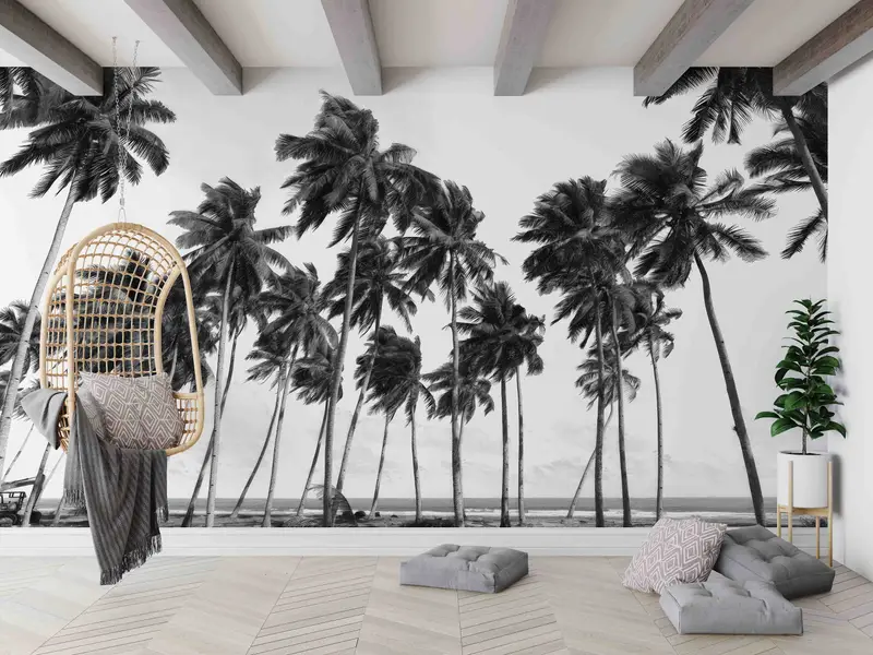 Elegant Tropical Coastal Tree Wallpaper - Printed Modern Design