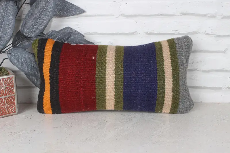 8x16 Red Cushion, Bolster Throw Pillow Sham, Neutral Cushion, Turkish Pillow, Handwoven Cushion Case, Pillow for Sofa, Gift Pillow, Pillow Sham - 1