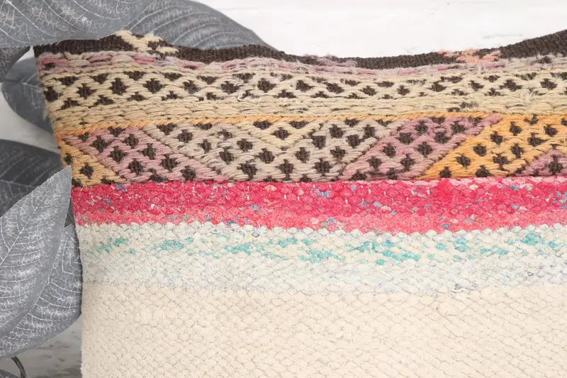 Cushion, Boho Pillow, Outdoor Patio Pillow, 16x16 Beige Cushion, Yoga Cushion Cover, Ethnical Kilim Rug Pillow, Vintage Pillow - 2