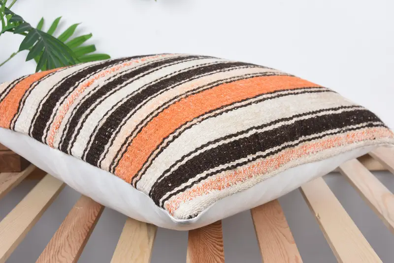 Handmade Kilim Cushion, Turkish Rugs Cushion, Home Decor Pillow, Boho Pillow Sham Cover, Cushion Cover, 20x20 Brown Pillow - 6