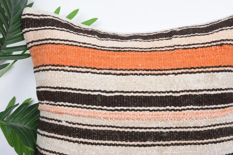 Handmade Kilim Cushion, Turkish Rugs Cushion, Home Decor Pillow, Boho Pillow Sham Cover, Cushion Cover, 20x20 Brown Pillow - 2
