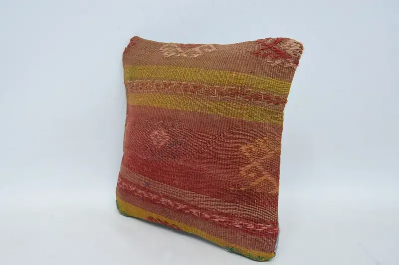 12x12 Red Pillow, Sofa Bolster Pillow, Pillow, Boho Pillow, Gift Pillow, Vintage Throw Cushion Cover, Aesthetic Pillow, Turkish Kilim Pillow - 4