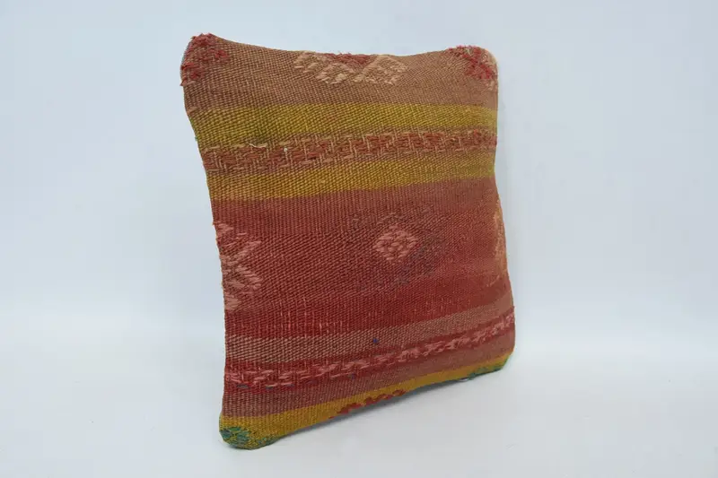12x12 Red Pillow, Sofa Bolster Pillow, Pillow, Boho Pillow, Gift Pillow, Vintage Throw Cushion Cover, Aesthetic Pillow, Turkish Kilim Pillow - 3
