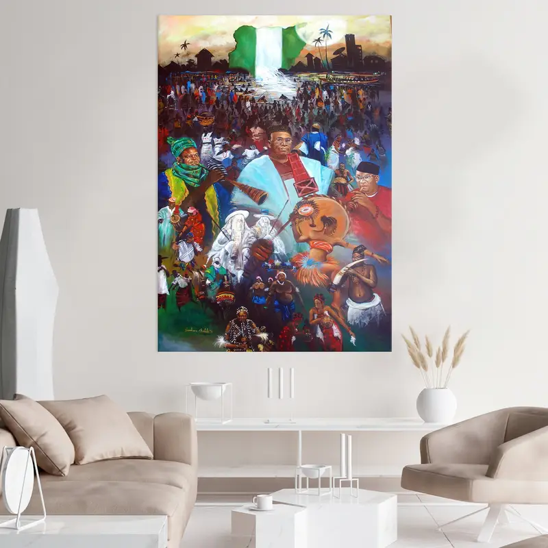 Cultures in Nigeria Art, Nigeria Artwork Canvas, Sunrise Nigeria Wall Art, Nigeria Culture Canvas, Culture Art Painting, Nigeria Wall Art - 3