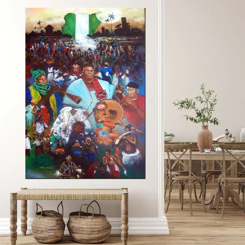 Cultures in Nigeria Art, Nigeria Artwork Canvas, Sunrise Nigeria Wall Art, Nigeria Culture Canvas, Culture Art Painting, Nigeria Wall Art - 4