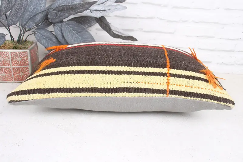 Farmhouse Pillow Case, Kilim Pillow, Kilim Cushion Sham, 12x20 White Pillow Sham, Turkish Pillow, Cushion, Farmhouse Pillow Cover - 5