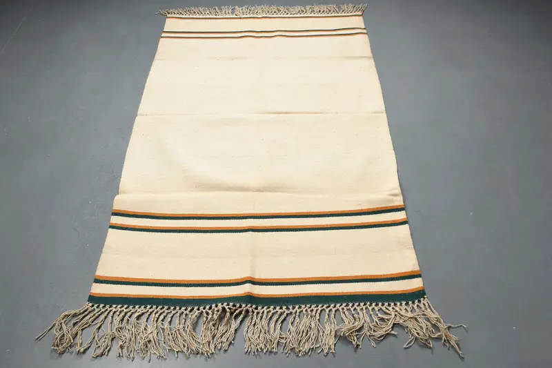 Handmade Beige & Orange Rug, 5.5x0 ft Oriental Design