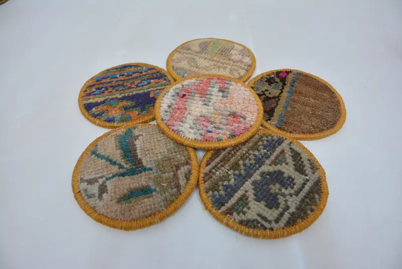 Posavasos redondo bohemio, posavasos de mesa antideslizante rosa y beige