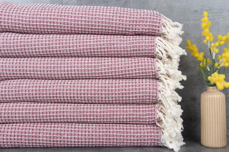 Organic Beach Towel Beige Waffle, 36x67 Inches