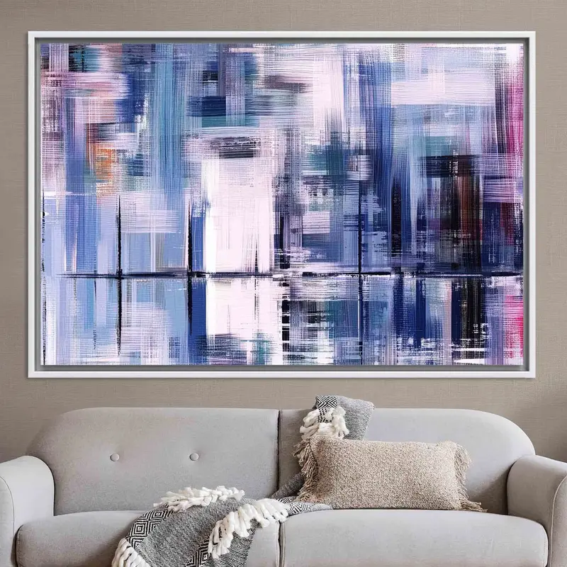 モダンな抽象的なパープル & ブルー キャンバス プリント - 現代アート