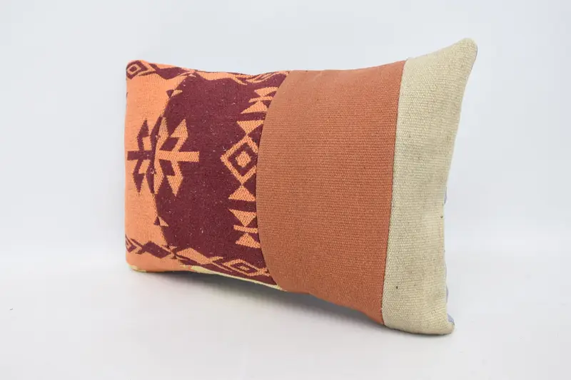 Boho Pillow Sham Cover, Office Chair Pillow Cover, 16x24 Orange Pillow Case, Ethnical Kilim Rug Pillow, Pillow for Sofa, Cushion - 5