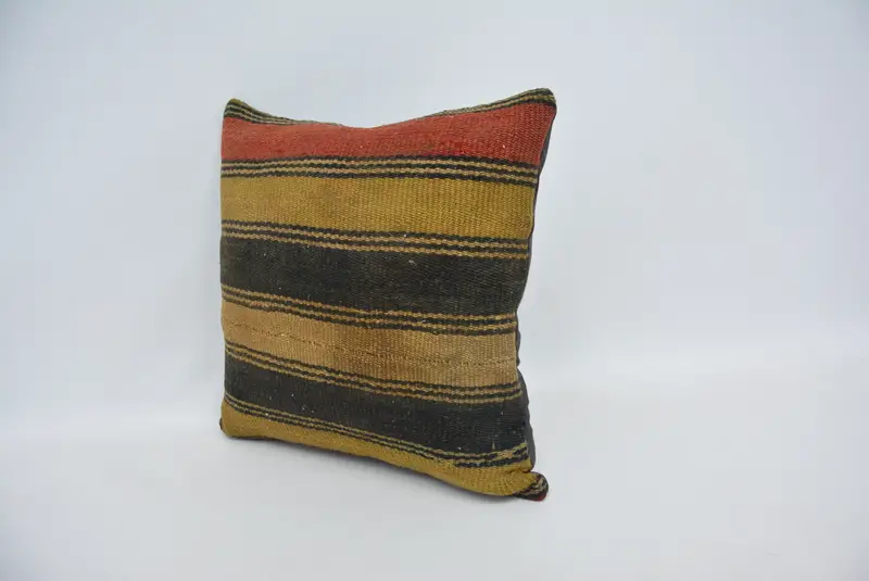 Vintage Kilim Throw Pillow, Vintage Pillow, Living Room Throw Pillow Sham, 14x14 Yellow Pillow Case, Pillow Cover, Pillow for Couch - 4