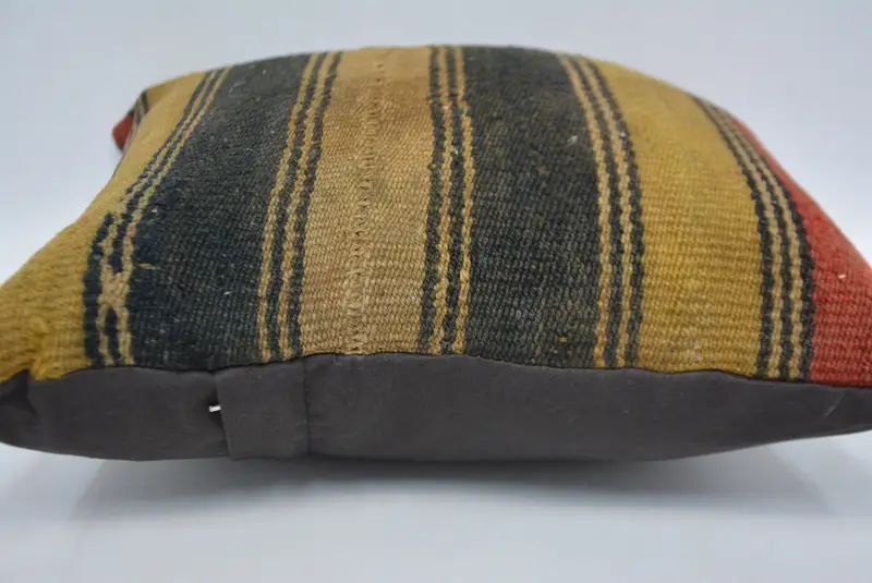 Vintage Kilim Throw Pillow, Vintage Pillow, Living Room Throw Pillow Sham, 14x14 Yellow Pillow Case, Pillow Cover, Pillow for Couch - 5