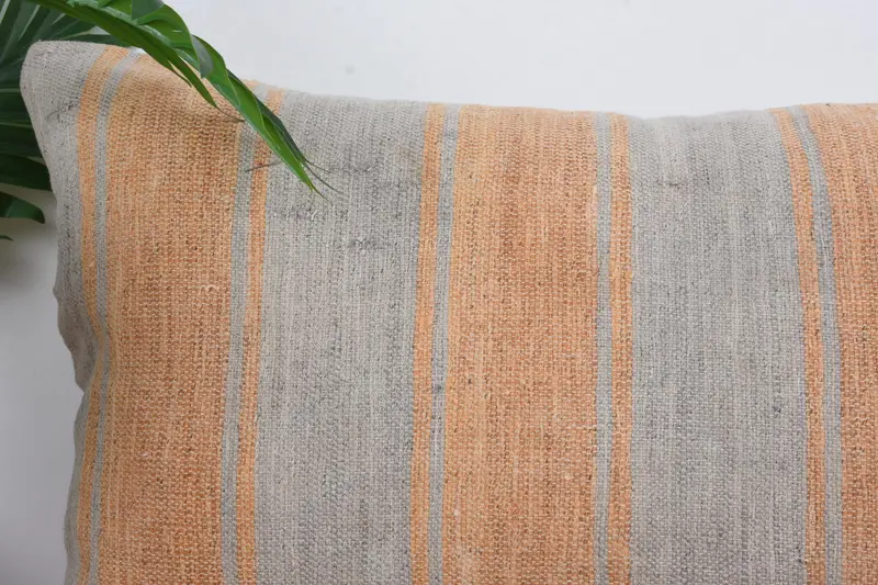 Kilim Cushion Sham, Pillow for Sofa, Cushion Cover, Bohemian Cushion Pillow, 16x24 Beige Cushion Cover, Vintage Kilim Throw Pillow - 2