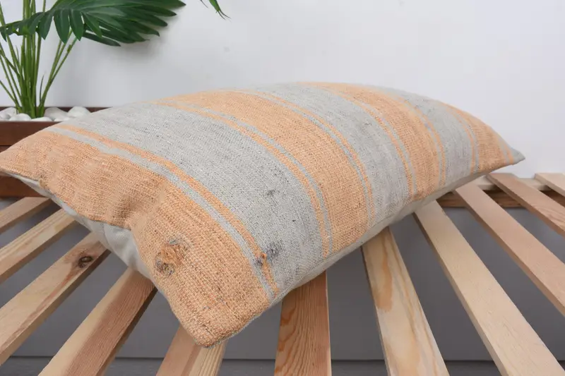 Kilim Cushion Sham, Pillow for Sofa, Cushion Cover, Bohemian Cushion Pillow, 16x24 Beige Cushion Cover, Vintage Kilim Throw Pillow - 6