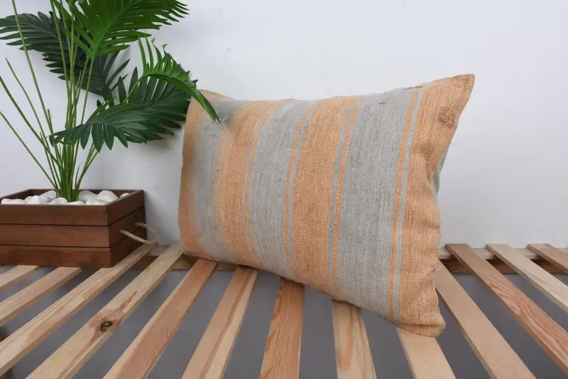 Kilim Cushion Sham, Pillow for Sofa, Cushion Cover, Bohemian Cushion Pillow, 16x24 Beige Cushion Cover, Vintage Kilim Throw Pillow - 5
