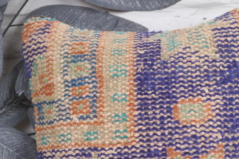 Interior Designer Pillow, Wool Kilim Pillow Cushion, 12x12 Blue Cushion, Vintage Kilim Throw Pillow, Pillow Sham, Kilim Pillow Cover - 2