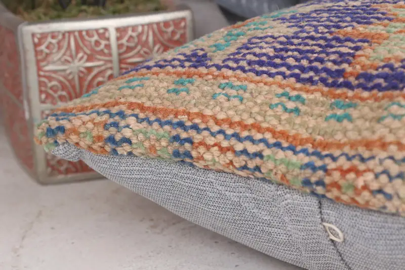 Interior Designer Pillow, Wool Kilim Pillow Cushion, 12x12 Blue Cushion, Vintage Kilim Throw Pillow, Pillow Sham, Kilim Pillow Cover - 7