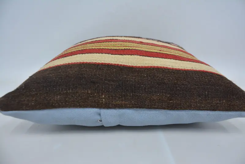 Retro Throw Cushion, Handmade Kilim Cushion, Pillow Cover, 18x18 Brown Pillow, Pillow for Sofa, Yoga Pillow Case, Vintage Kilim Throw Pillow - 5