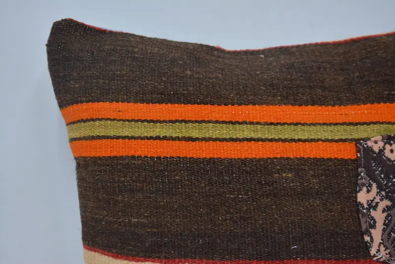 Retro Throw Cushion, Handmade Kilim Cushion, Pillow Cover, 18x18 Brown Pillow, Pillow for Sofa, Yoga Pillow Case, Vintage Kilim Throw Pillow - 2
