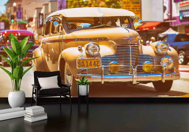 Vintage Wall Decor, Classic Car Wall Decals, Car Wall Paper, Decals For Walls, 1940 Chevrolet KA Wall Paper, 3D Paper Wall Art, - 4
