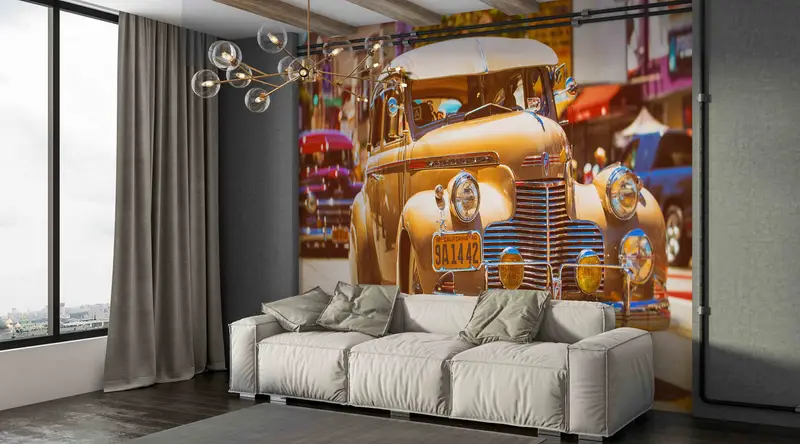 Vintage Wall Decor, Classic Car Wall Decals, Car Wall Paper, Decals For Walls, 1940 Chevrolet KA Wall Paper, 3D Paper Wall Art, - 3