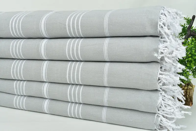 Christmas Tablecloth, Throw Blanket, Bridal Shower Gift, Best Wedding Gift, Shower Curtain, Christmas Favors, Bedspread, 88x60 Cotton Striped Towel - 3