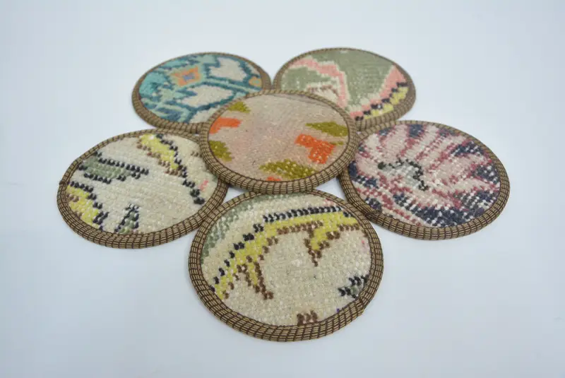 Posavasos redondo bohemio beige y verde, posavasos bohemio versátil