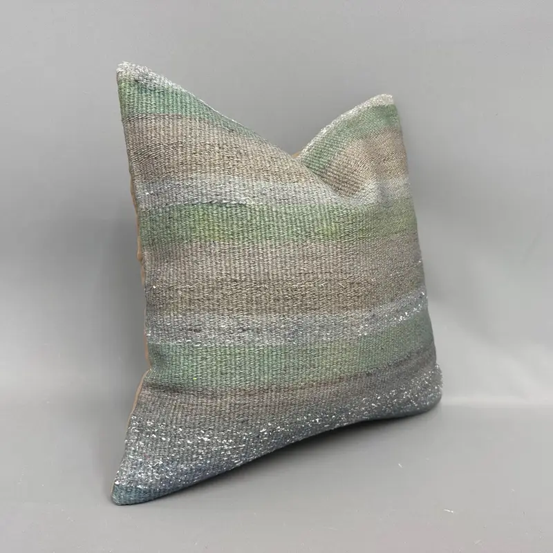 Throw Kilim Pillow, 18x18 Gray Cushion Cover, Cushion Case, Turkish Pillow, Boho Pillow, Shabby Chic Cushion, Pet Pillow Cover - 2