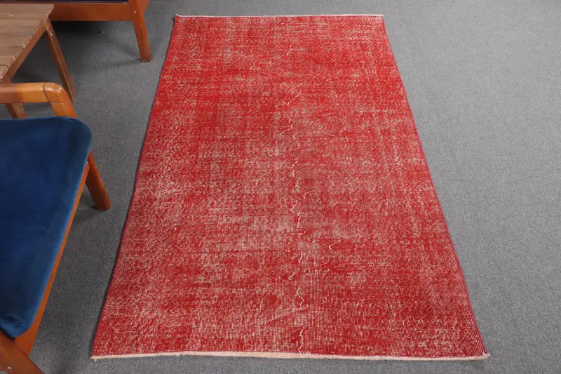 3.4x6 ft Türk Vintage Halı, Accent Halı, Kırmızı Oushak Patchwork Halı - 1