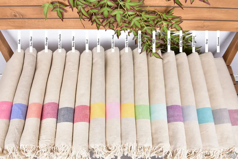 Banyo havlu, futa havlu, kişiselleştirilmiş plaj havlu, aile hediyesi, 70x36 keten çizgili havlu, kızlar hafta sonu kaçamak hediyeleri, özel havlu plajı - 2