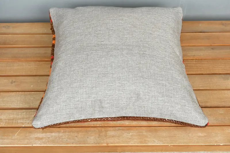 Pillow, Pillow for Sofa, Cozy Throw Pillow, Handmade Kilim Cushion, Decorative Pillow Cover, 18x18 Orange Pillow, Interior Designer Pillow - 5