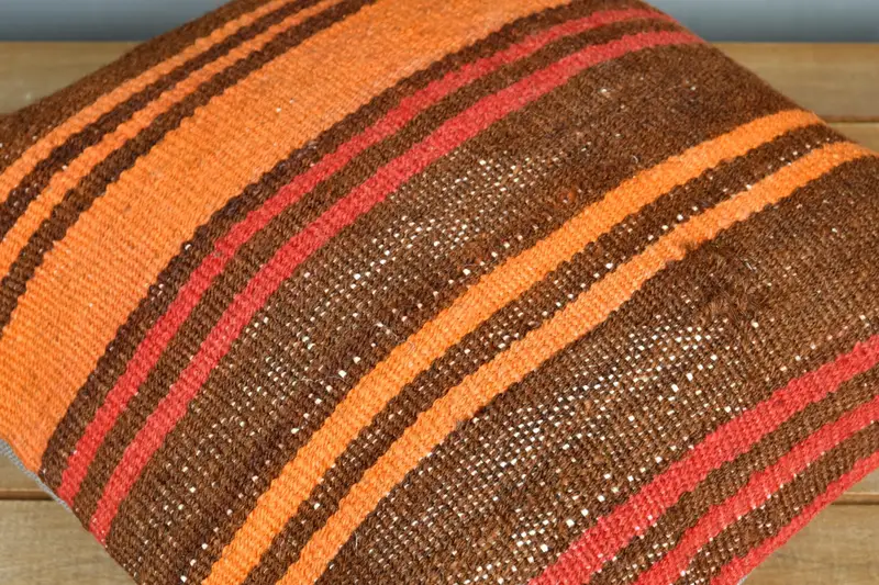 Pillow, Pillow for Sofa, Cozy Throw Pillow, Handmade Kilim Cushion, Decorative Pillow Cover, 18x18 Orange Pillow, Interior Designer Pillow - 3