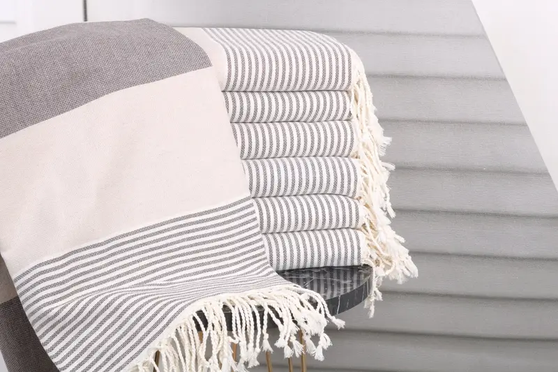 Gift For Boyfriend, Monogrammed Beach Towel, Organic Towel, Sand-free towel, Turkish Towel Monogram, 68x40 Cotton Striped Towel, Personalized Gifts - 1