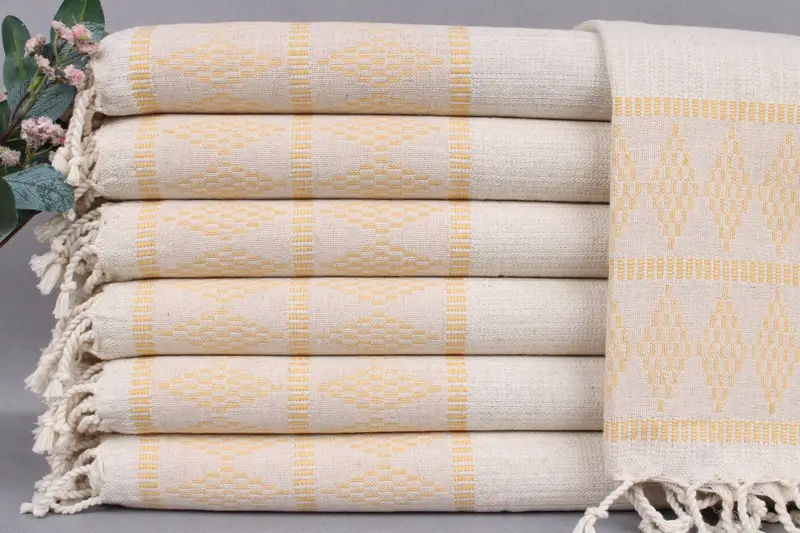 Personalized Dish Towel Cotton Woven, Beige Kilim Design, 20x40 Inches