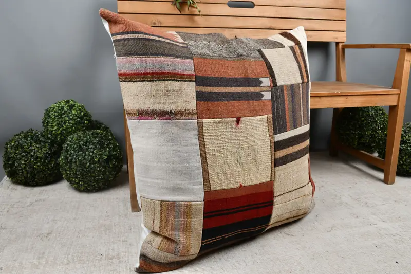 Turkish Pillow, Boho Pillow, Cushion Cover, 32x32 White Pillow Case, Bed Pillow, Authentic Cushion, Farmhouse Cushion, Home Decor Pillow - 7