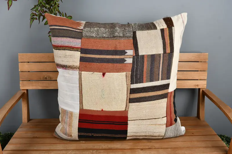 Turkish Pillow, Boho Pillow, Cushion Cover, 32x32 White Pillow Case, Bed Pillow, Authentic Cushion, Farmhouse Cushion, Home Decor Pillow - 6