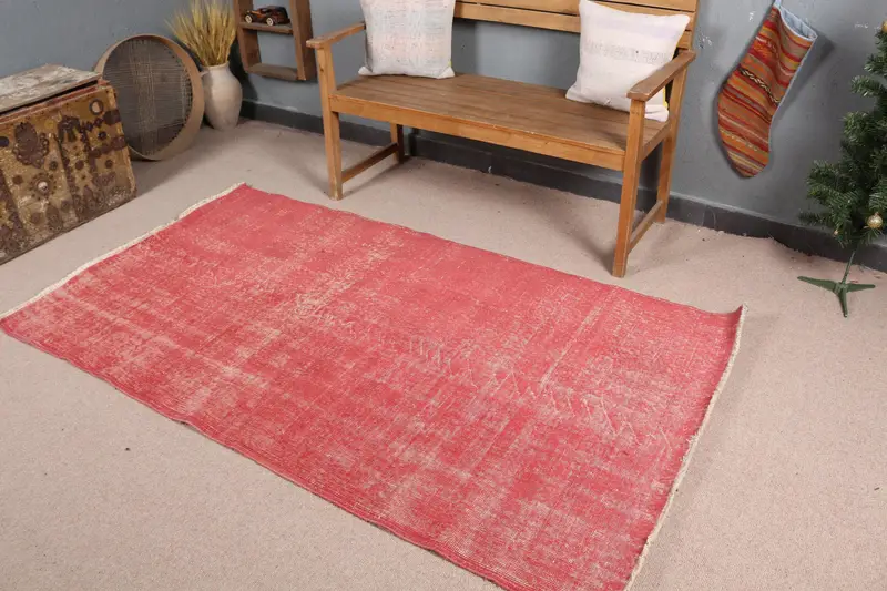 レッドストライプラグ、3.8x6.8フィートの幾何学模様デザイン